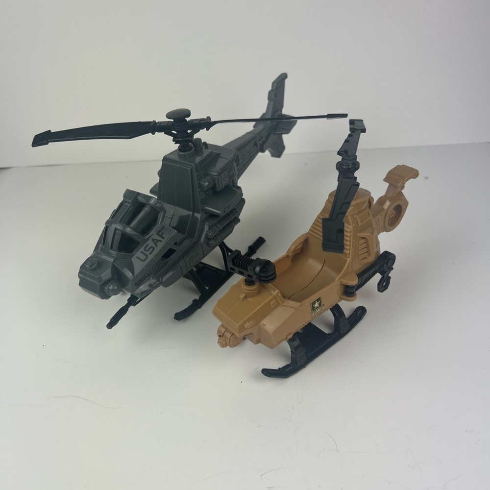 Military Helicopters Toy Set - Gray and Tan